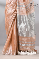 Light peach tissue handloom saree