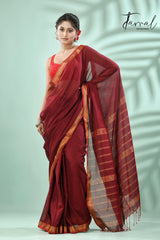 Marron mangalgiri cotton handloom saree