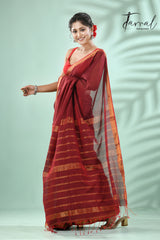 Marron mangalgiri cotton handloom saree