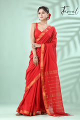 Red mangalgiri cotton handloom saree