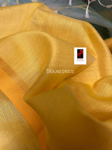 Sea green with multi colour & yellow border allover floral handwoven jamadani saree in muslin silk