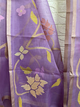 Sweet lavender with multi colour nag panchami allover floral handwoven jamdani saree