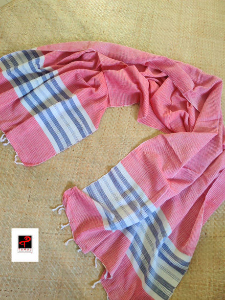 Red with white & blue handcrafted towel (pair)