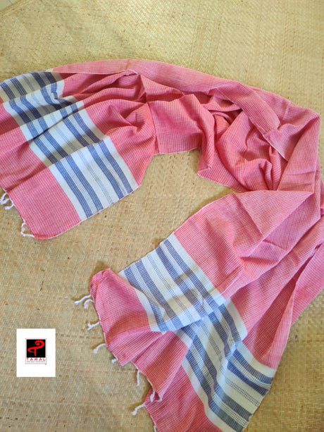 Red with white & blue handcrafted towel (Single)
