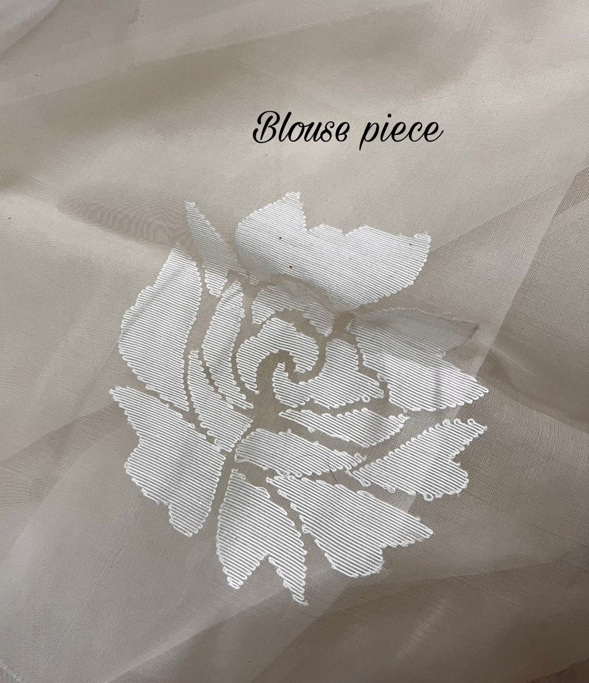 White self rose motifs handwoven muslin silk jamdani saree