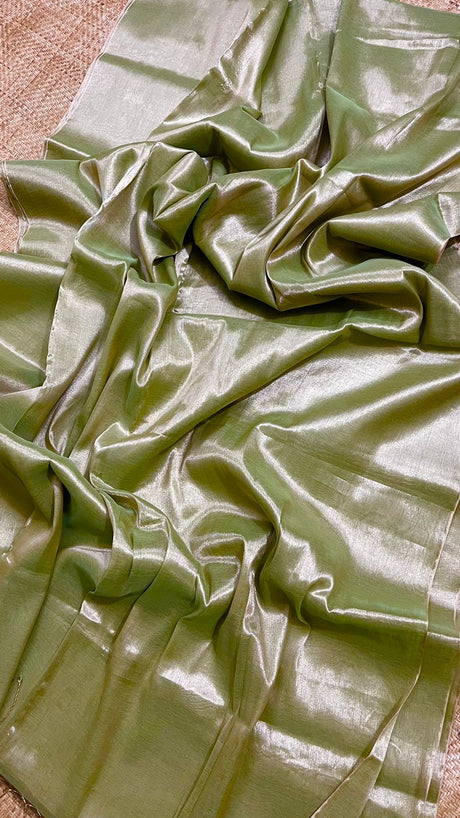 Apple green tissue handloom saree