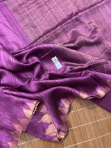 Magenta colour zari temple border handwoven matka silk jamdani saree
