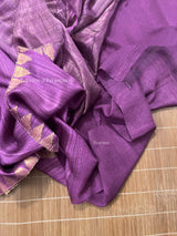 Magenta colour zari temple border handwoven matka silk jamdani saree
