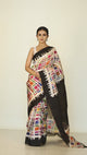 Black with multicolour boxed handcrafted batik silk saree