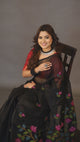 Black With Multi Colour Muslin Silk Handwoven Jamdani Saree